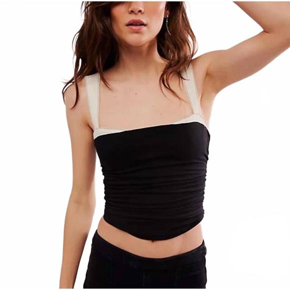 NEW FREE PEOPLE 2 tone tank top in black combo - Picture 1 of 3